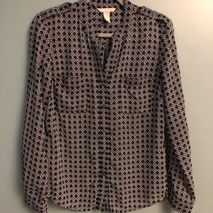 Dark Navy Banana Republic Sheer Button Up w Details